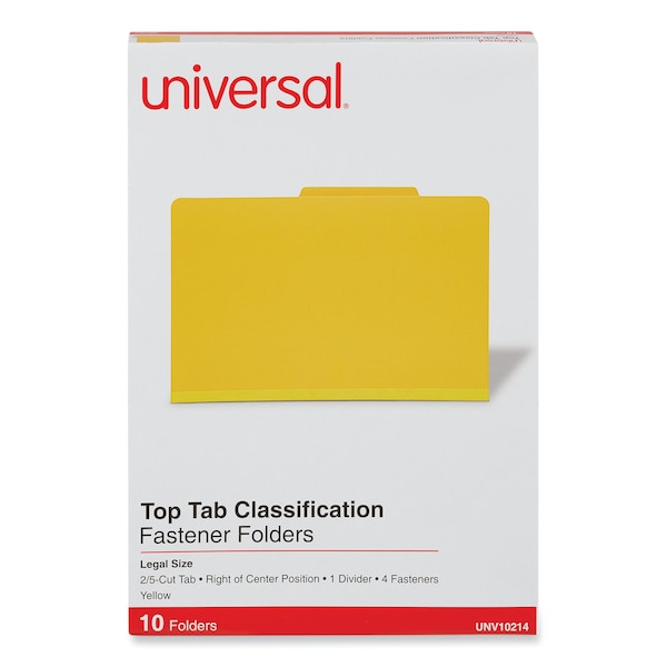 Pressboard Classification Folder 8-1/2 X 14, Yellow, PK10, Expanded Width: 2
